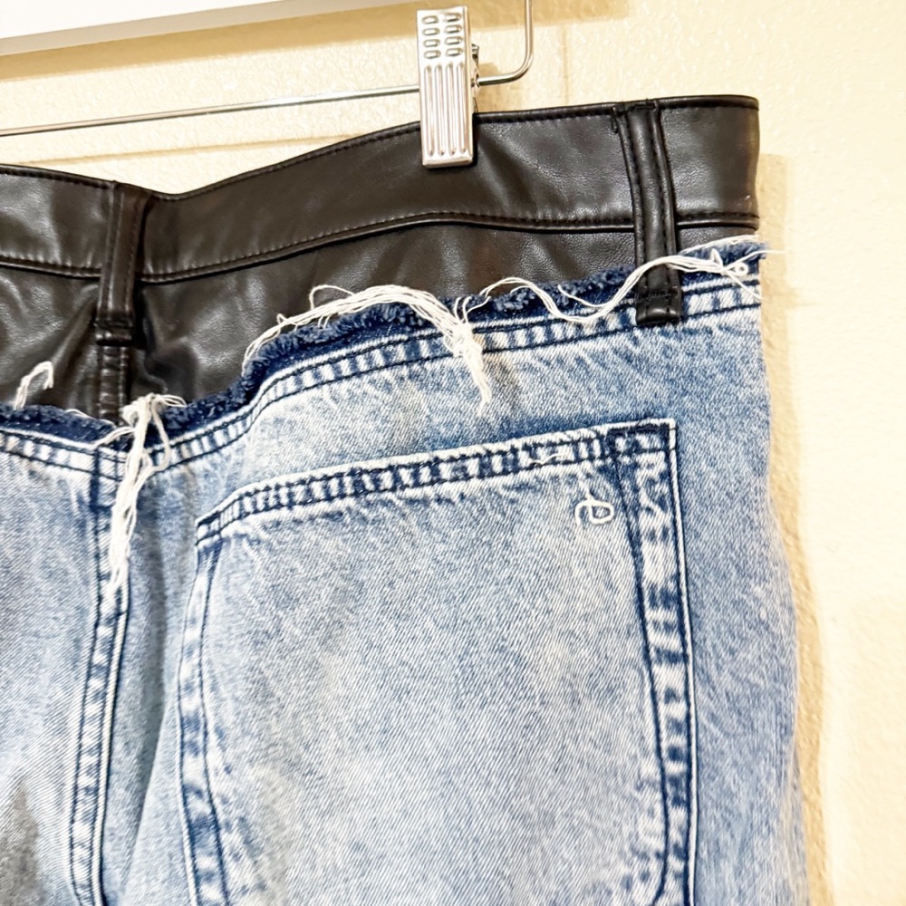 NEW Rag & Bone Shea Mixed Media Faux Leather Denim Combo High Rise Relaxed Jeans - Picture 11 of 14